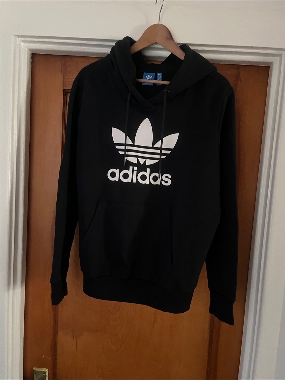 adidas Black Hoodie with White Trefoil Logo